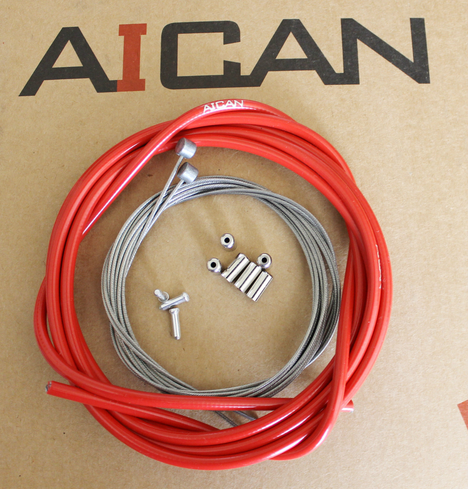 Aican PREMIUM MTB Mountain bike bicycle BRAKE cable housing set kit, Red