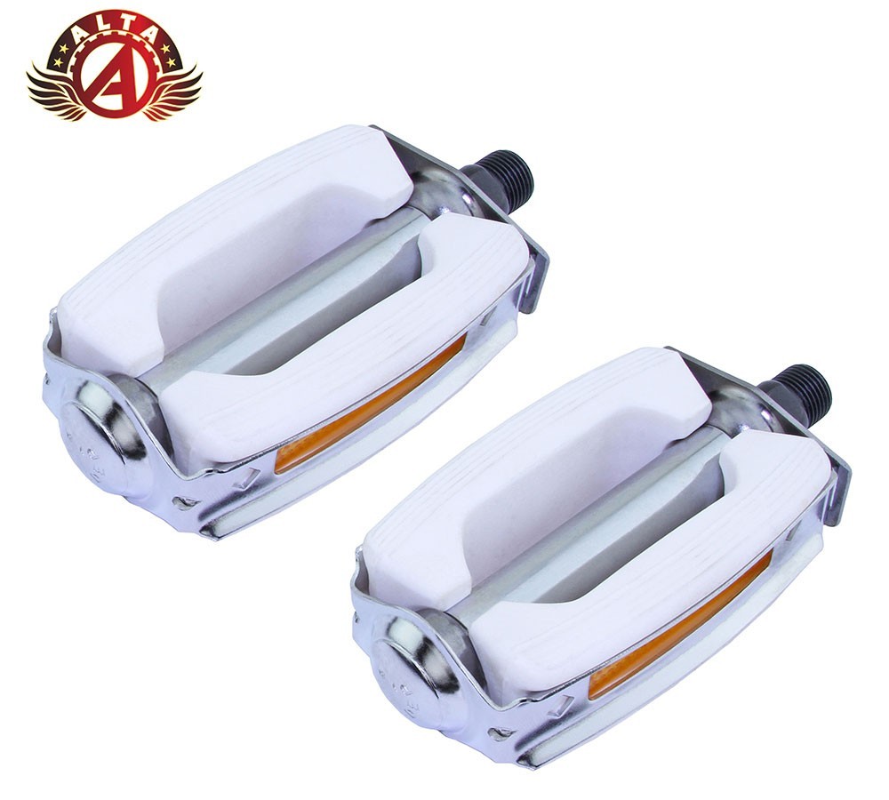BICYCLE KRATE RUBBER PEDALS COMPATIBLE WITH 9/16 CRANK WHITE/CHROME