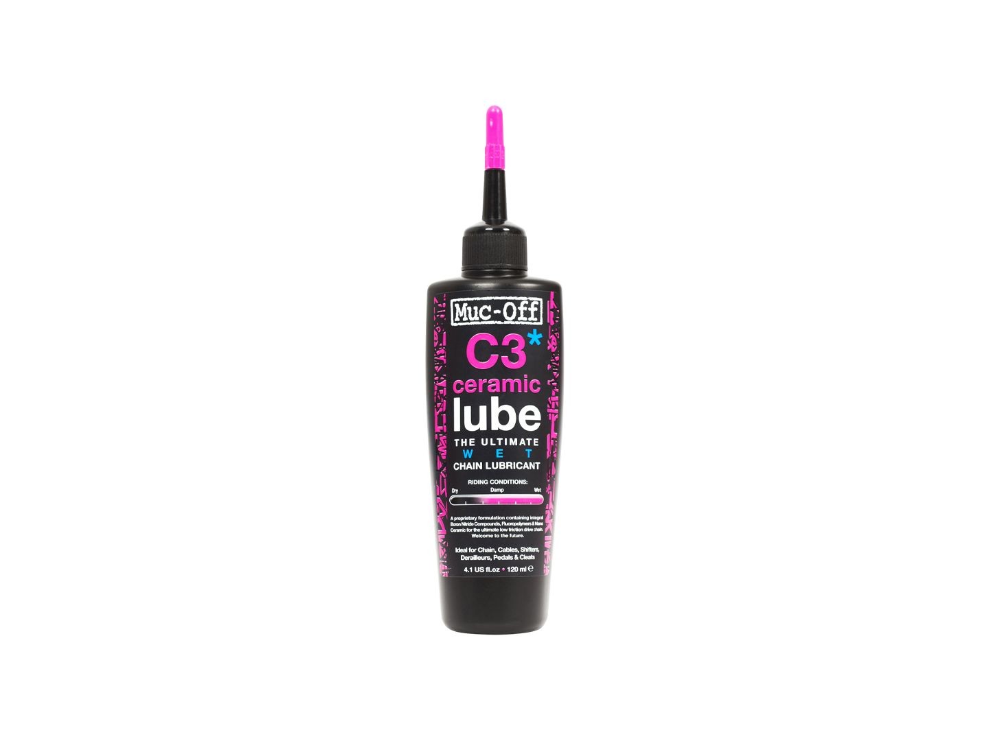 Muc-Off C3 Wet Ceramic Bike Chain Lube 120ml Drip Waterproof Chain Oil