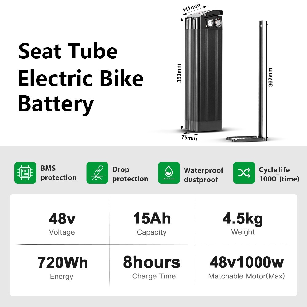 48V 15Ah SilverFish Ebike Battery 1000W Electric Bike Lithium Battery 48V