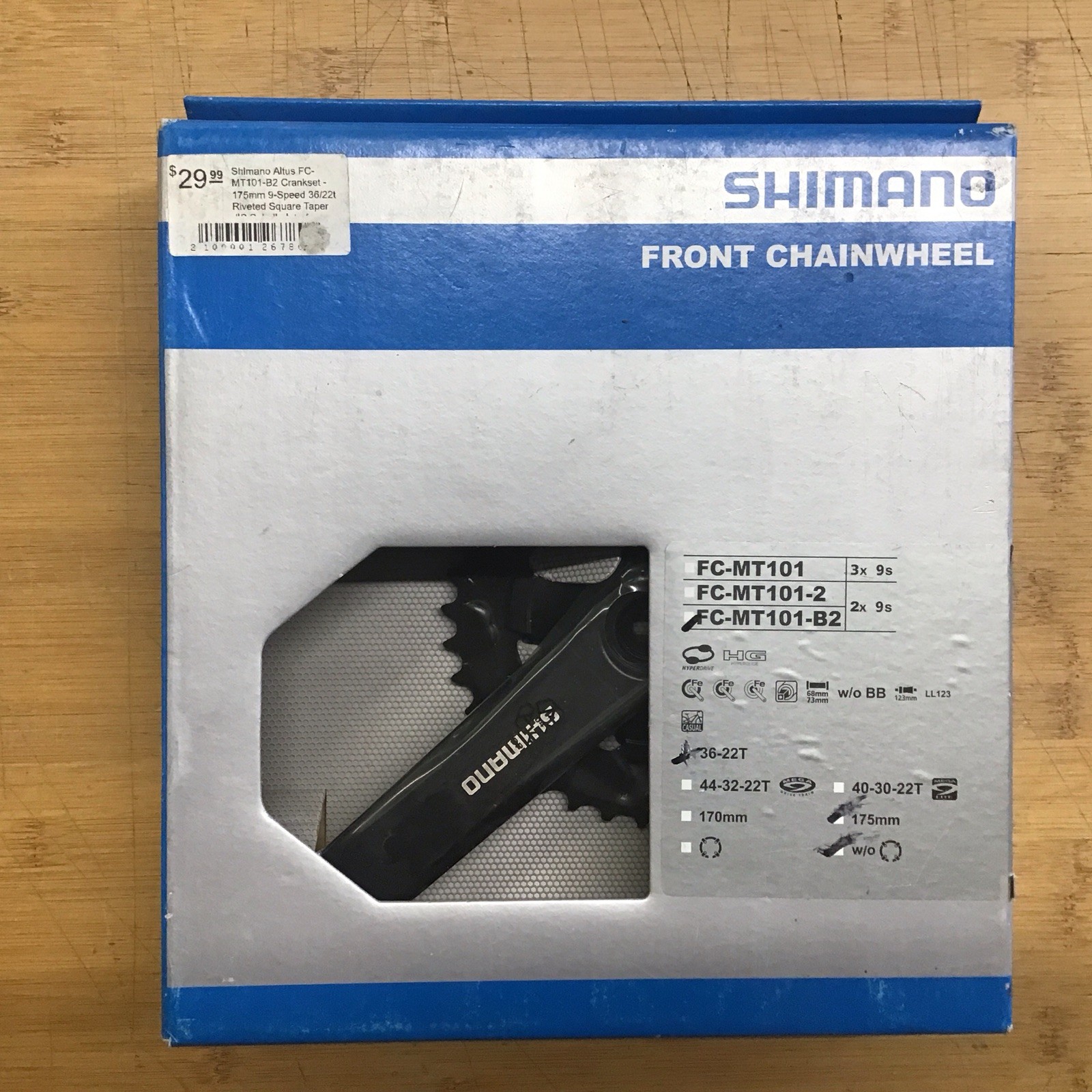 Shimano Altus FC-MT101-B2 Crankset 175mm 9 Speed 36/22t