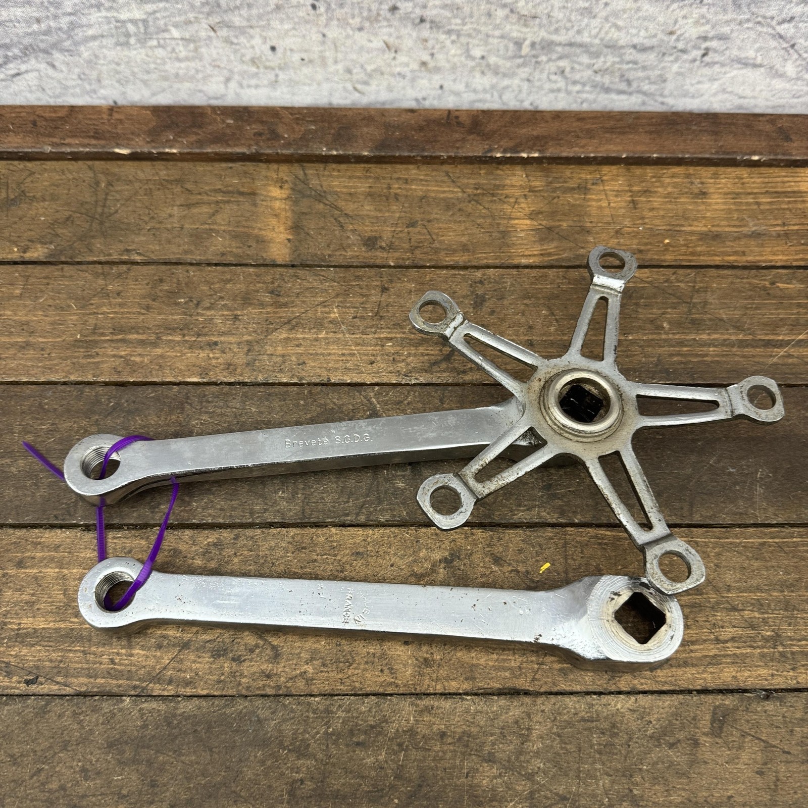 Vintage Nervar Sport Crankset Steel 128 BCD Square Taper Chrome France 5-Bolt