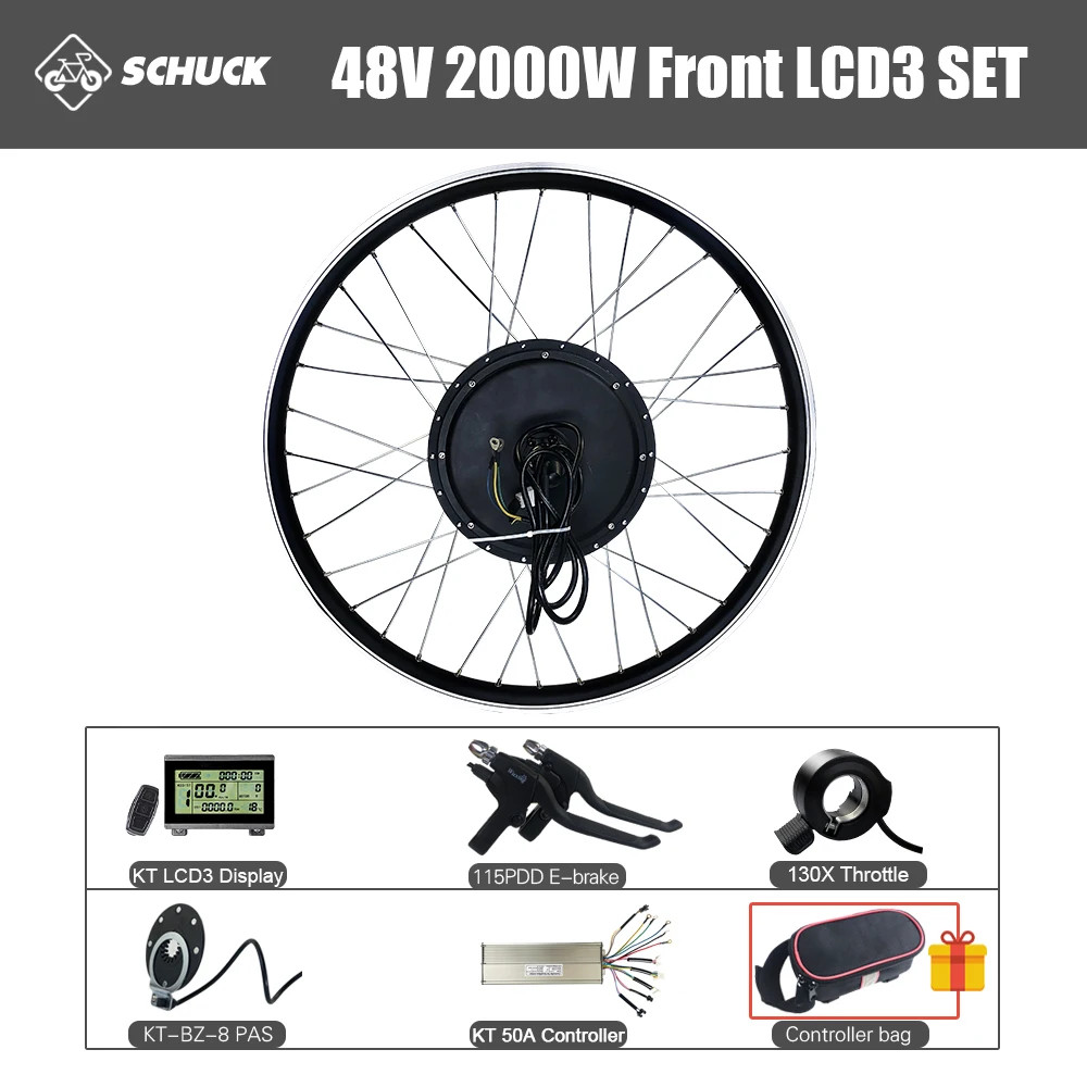 48V 2000W Mountain E-bike Front Drive Brushless Gearless Motor 20-29 Inch 700C