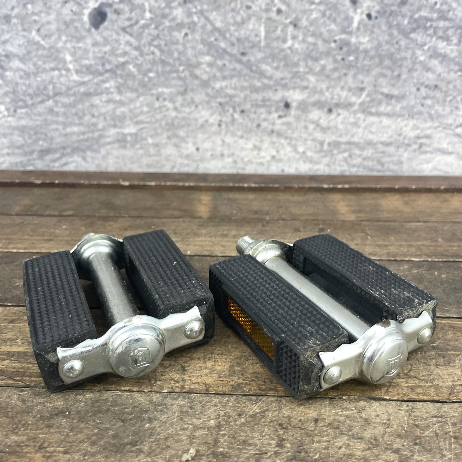 Vintage Union 275 Bike Pedals NOS 1/2 Black Rubber Pair Germany Cruiser