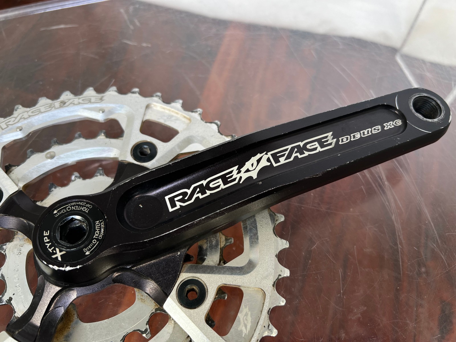 Race Face Deus XC Crankset – Vintage Retro MTB Triple Chainrings w/BB 170mm