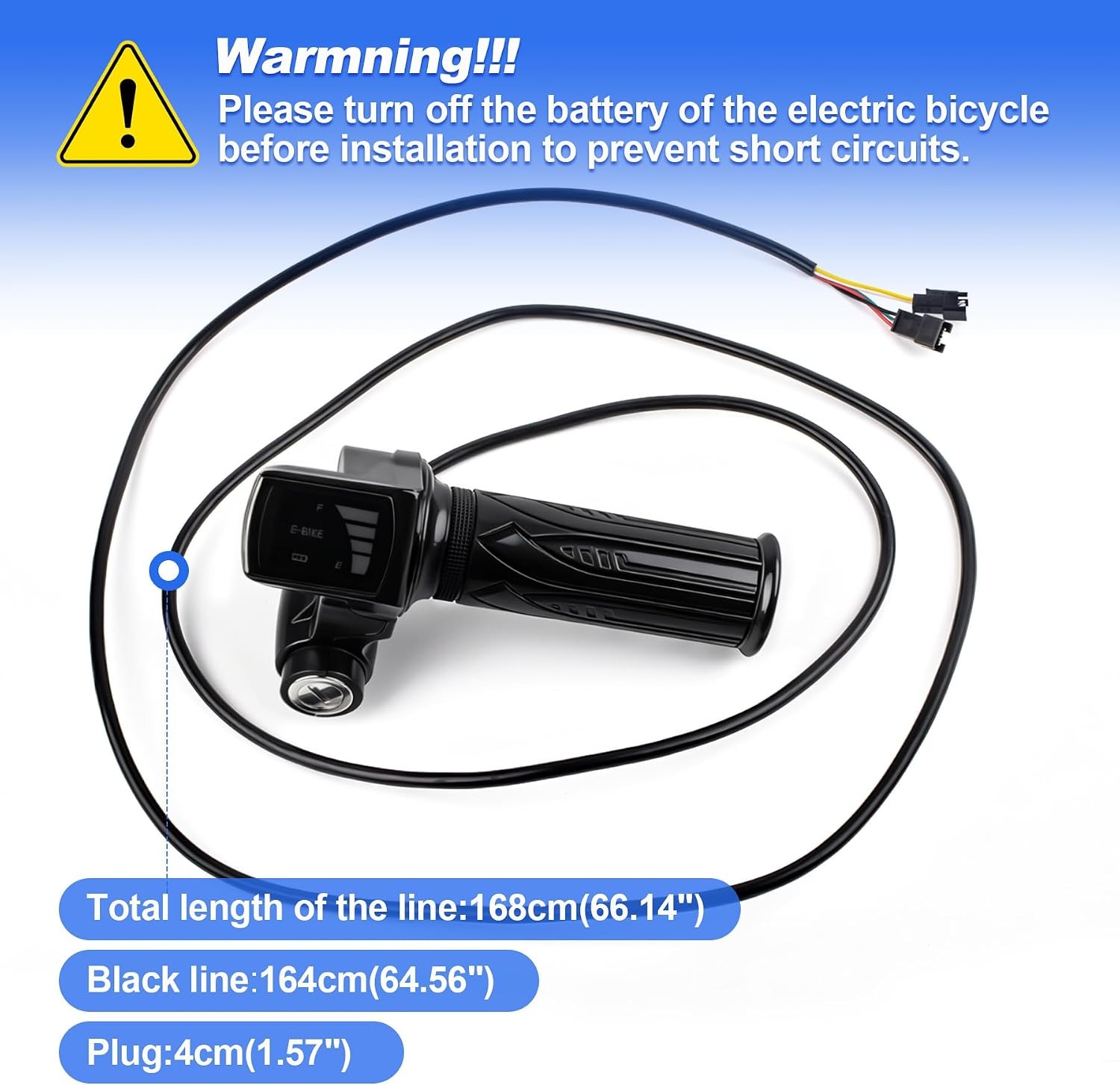 48V Ebike Full Twist Throttle,LCD Display and Key Lock, Universal Electric Bike
