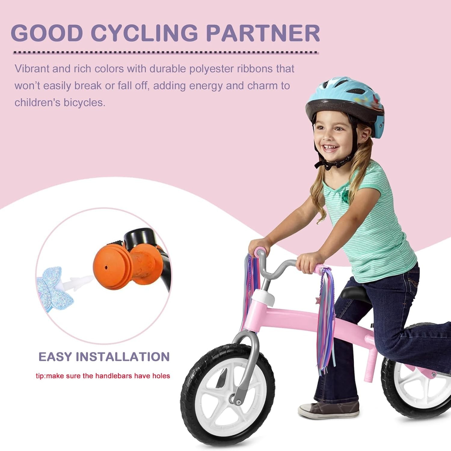 1 Pair Bike Streamers, Kid’s Bike Tassels, Bicycle Handlebar Streamers Colorf…