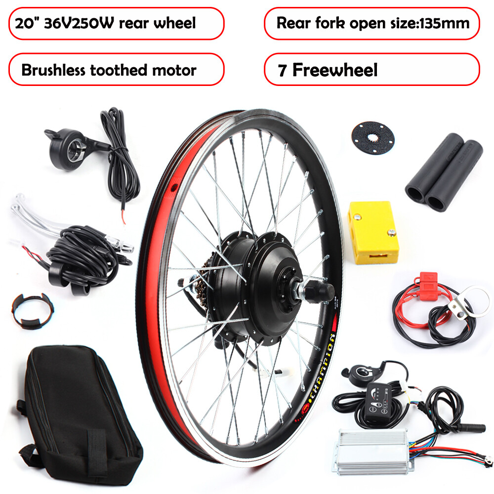 20″ Rear Wheel Electric Bicycle Motor Kit E-Bike Cycling Hub Conversion 36V 250W