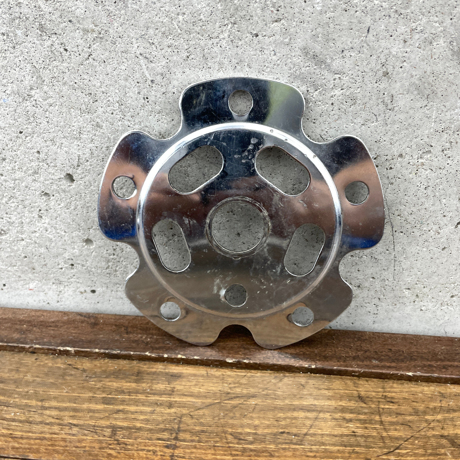 Old School BMX Power Plate Spider Chrome Disc 110 OG 80s Silver Freestyle