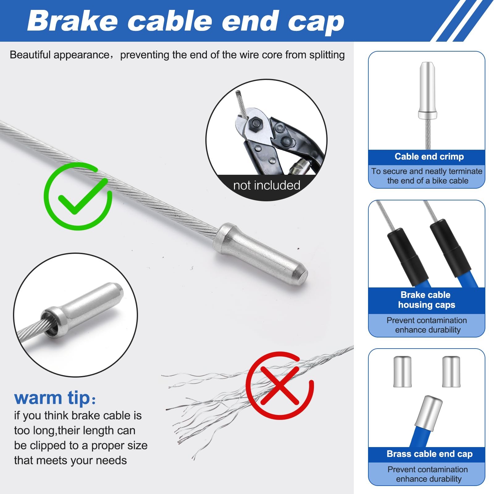 BMX Bike Gyro Brake Cables Kit – 1 Set Front + Rear (Upper + Lower) with Spin…