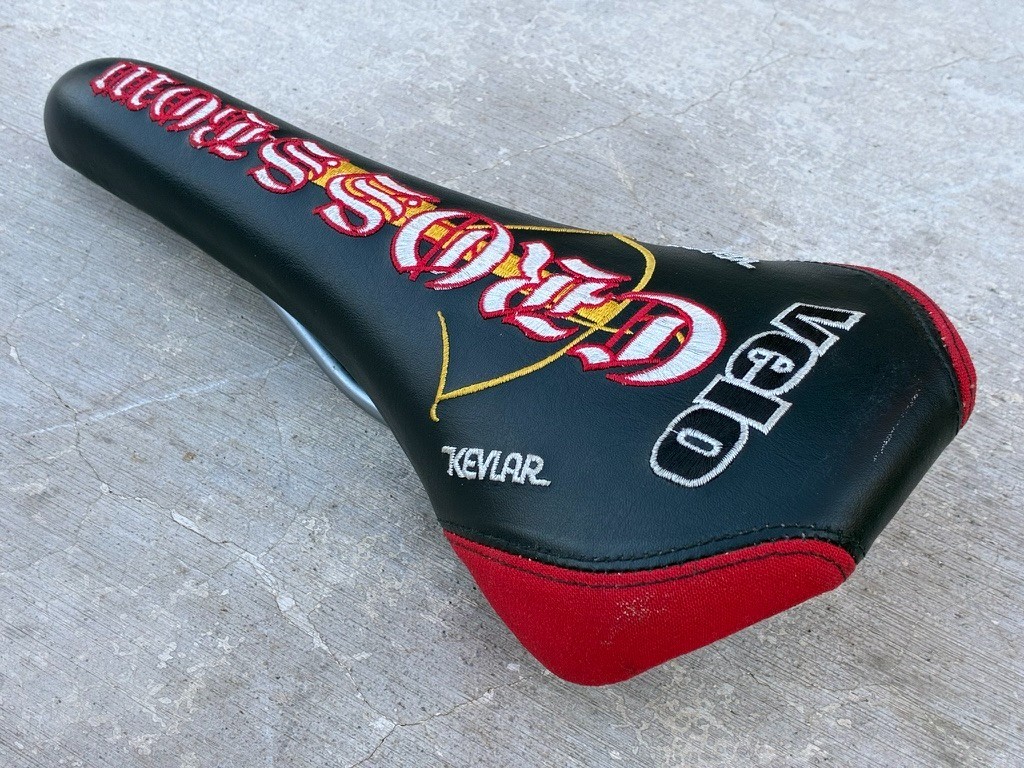 NOS Velo Crossbow Embroidered Road MTB BMX Saddle | CrMo Rails