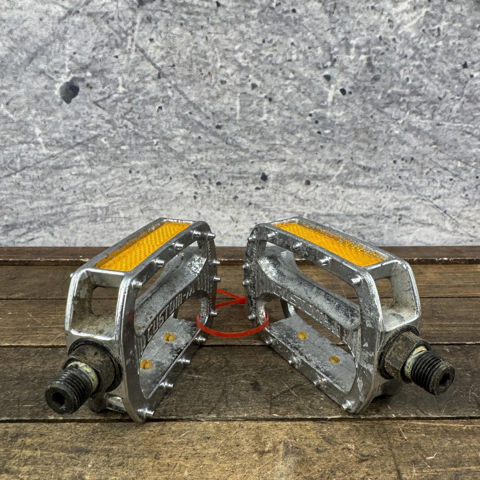 Vintage SR Custom-M BMX Pedals 9/16 Chrome Silver Pair Japan Old School 80s