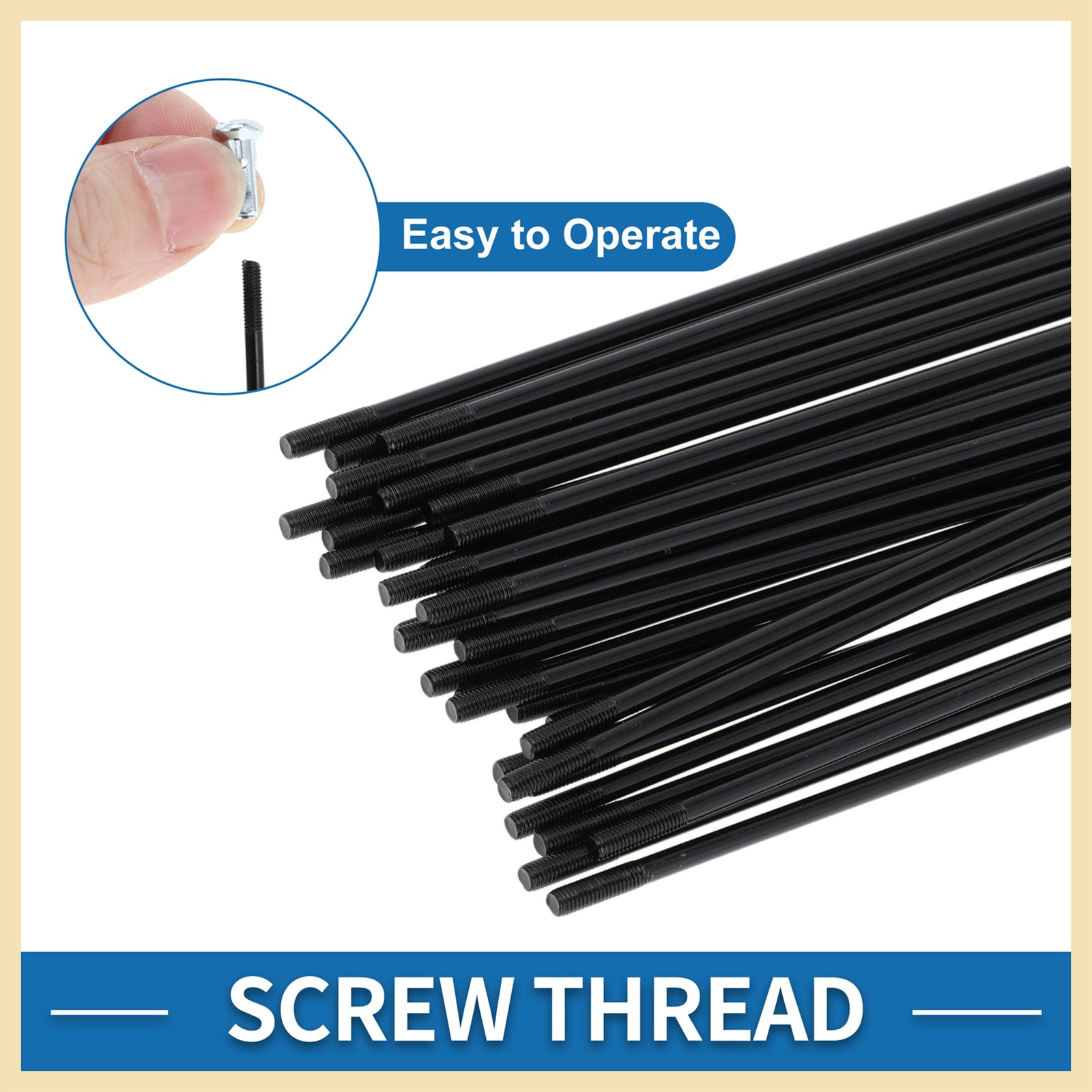 12G 270mm Length Bicycle Spokes Nipple Carbon Steel Black Universal
