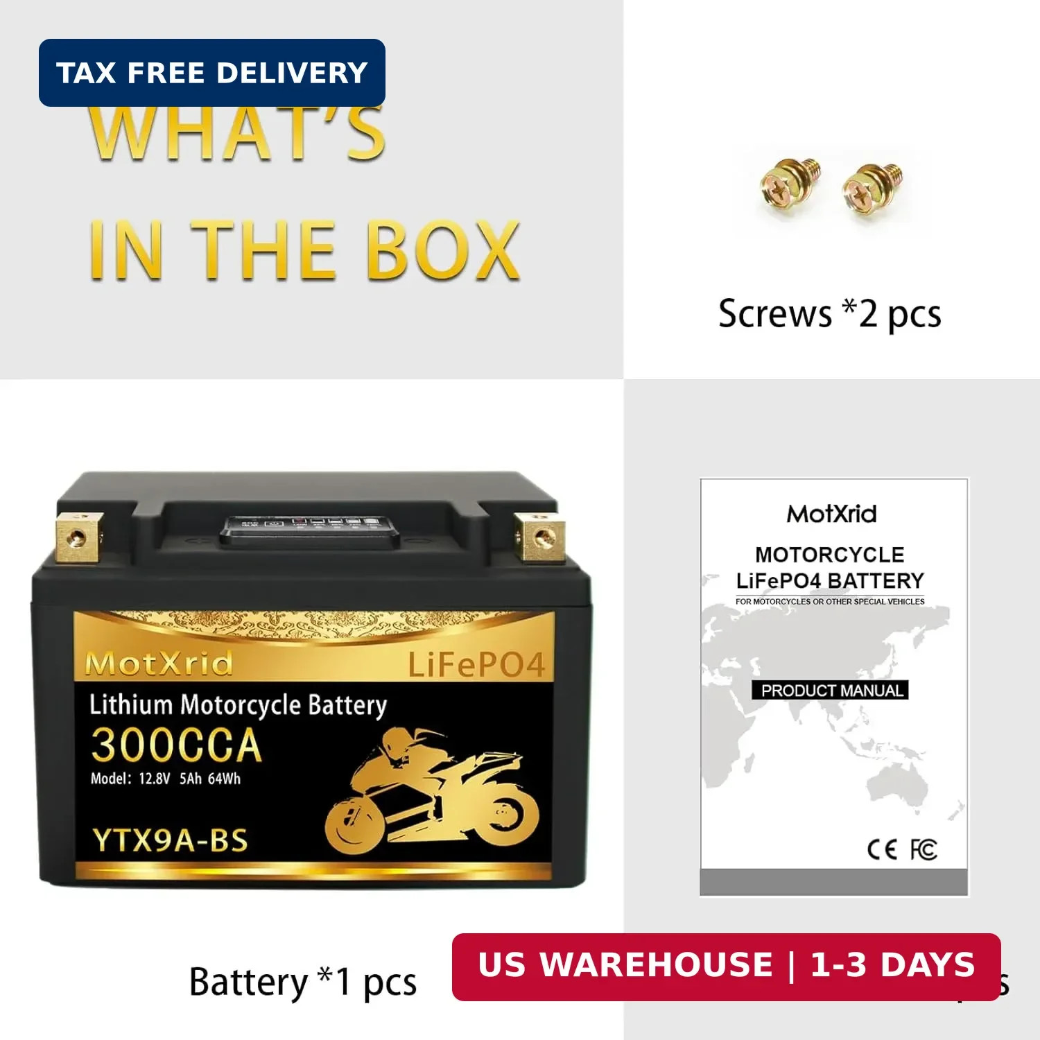YTX9A-BS lithium motorcycle battery, good substitute for YTX7A-BS/YTX9-BS/YTZ10S