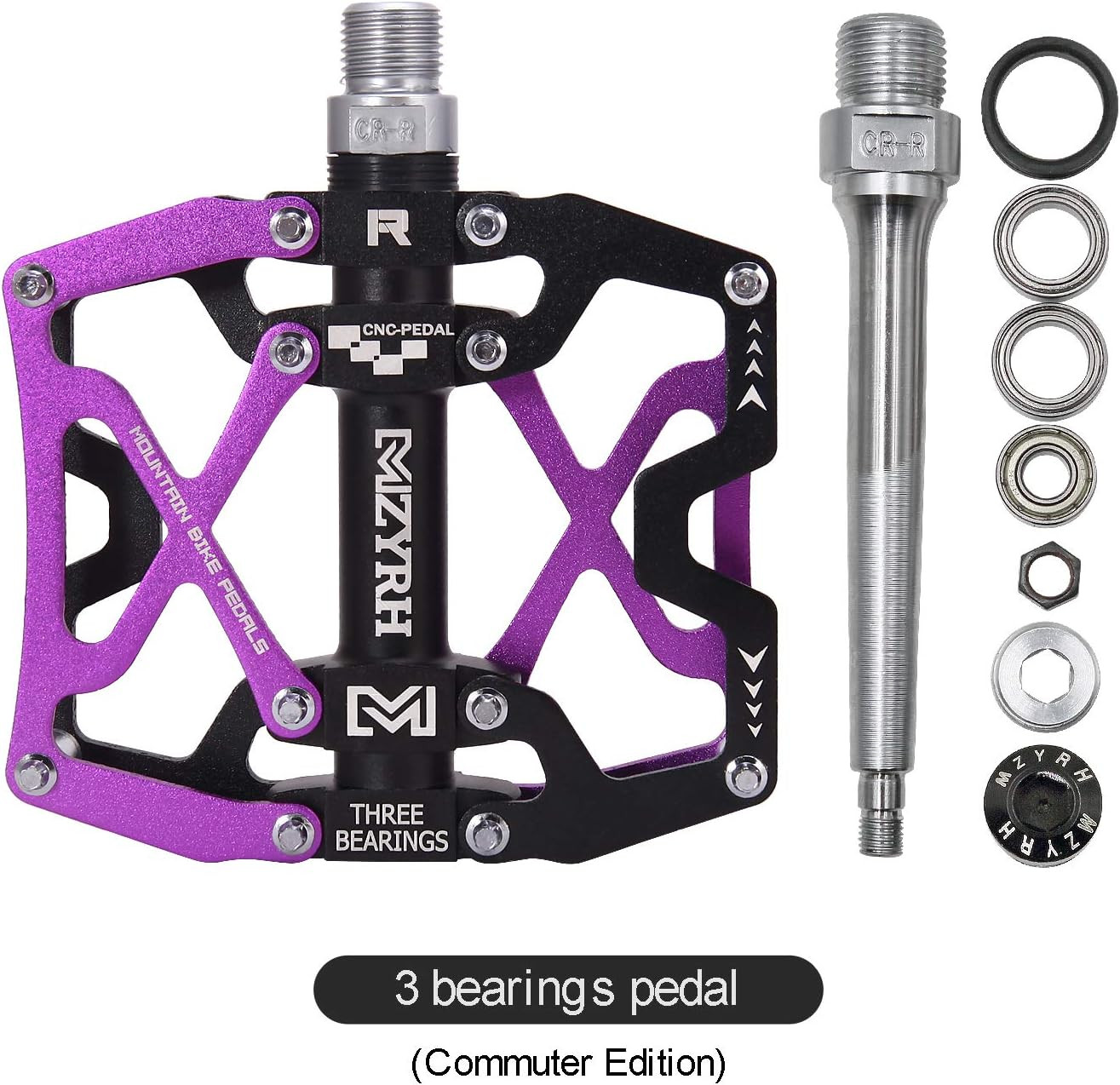 Mountain Bike Pedals, Ultra Strong Colorful CNC Machined 9/16″ Cycling Sealed 3