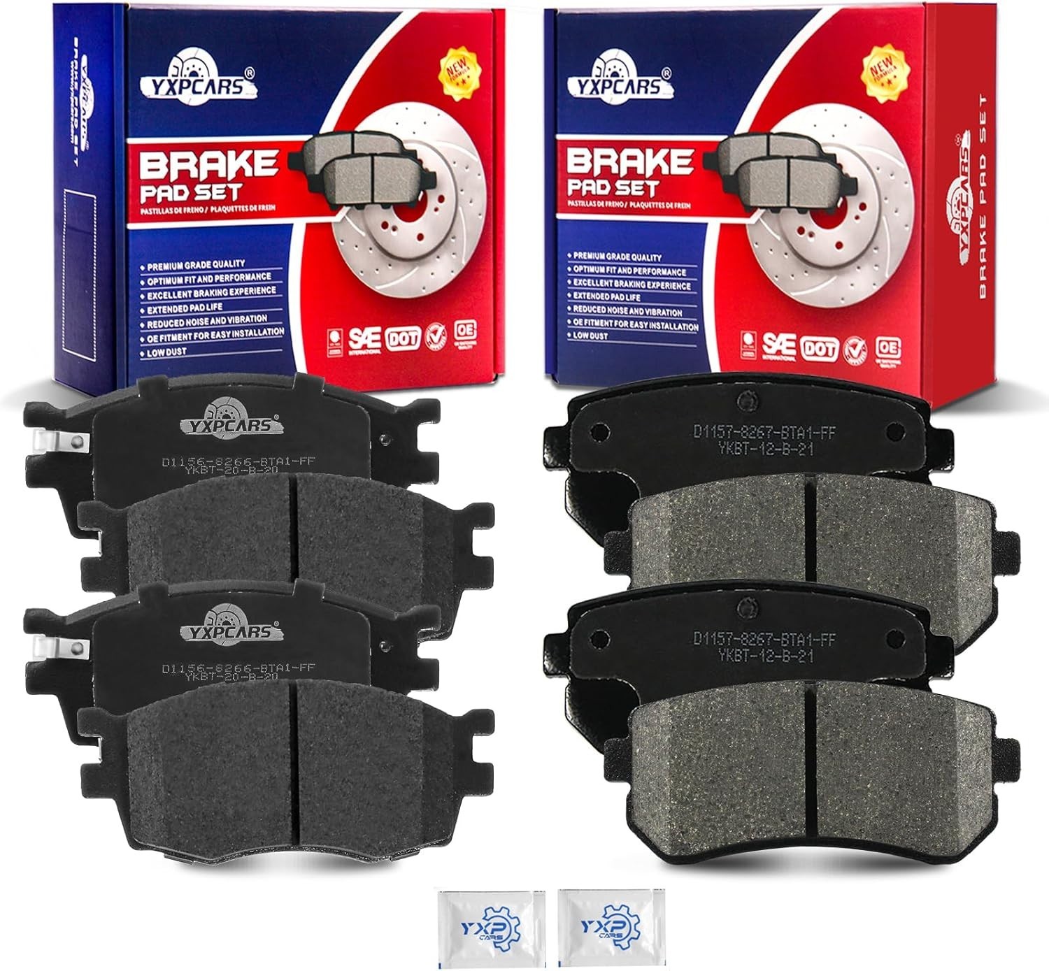 Front and Rear Ceramic Disc Brake Pads Set Replacement for Kia