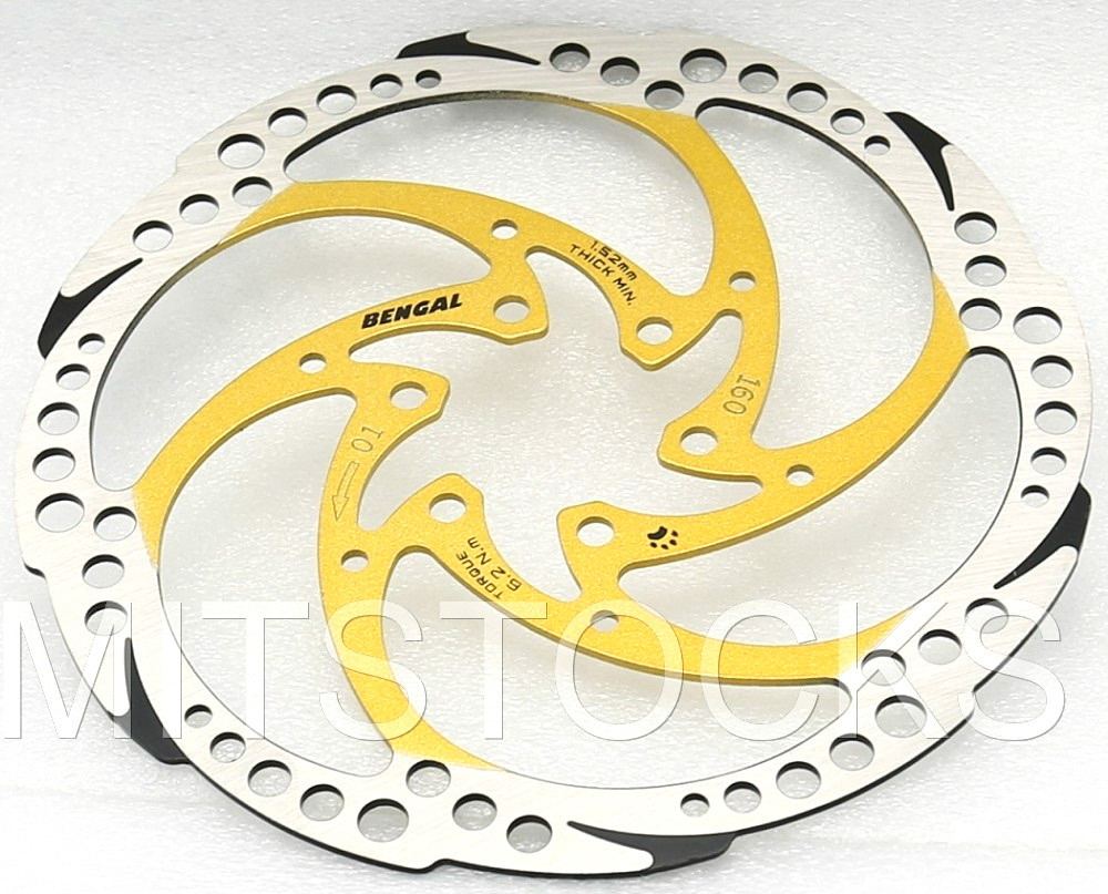 Bengal Helix 7B Bike Bicycle Hydraulic Disc Brakes 160mm F & R Complete Kit Gold