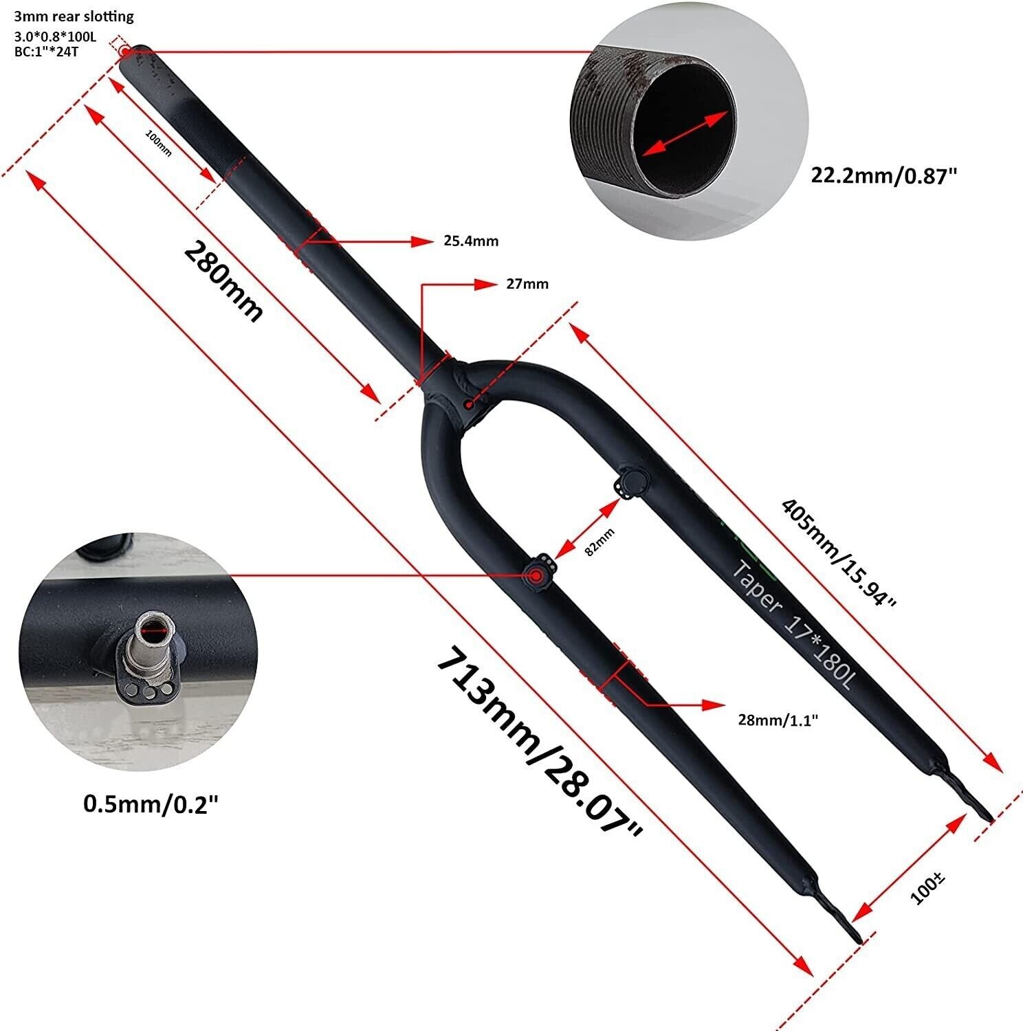 CDHPOWER 700C/29» Threaded Cycling Fixed Bicycle MTB Road Cruiser Bike Fork