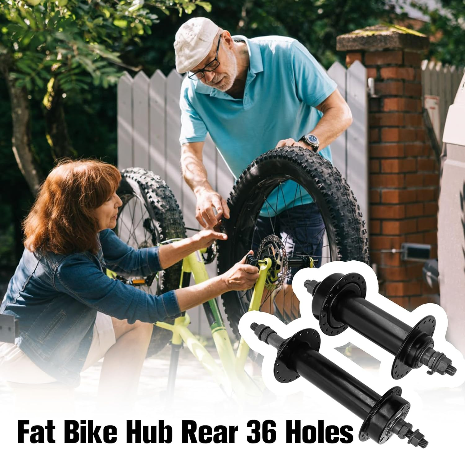 Fat Tire Bike Wheel Part Hub, Rear Hub 195Mm Front Hub 135Mm 36 Holes Thread Cas