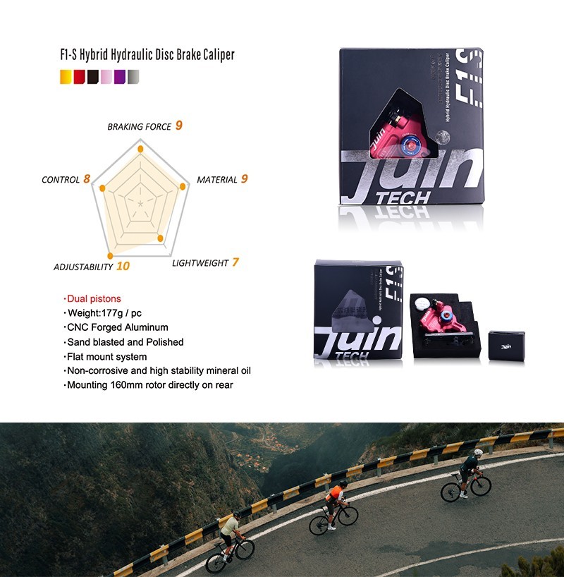 Juin Tech F1S 2piston Quick Gap Adjust Cable hybrid hydraulic brake flat mount