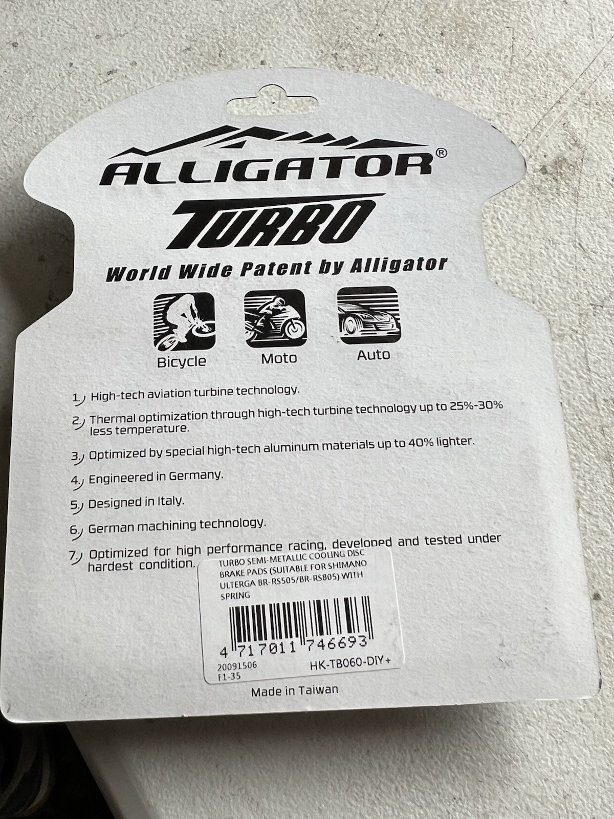 Alligator Turbo Disc Brake Pads Shimano Ultegra 105 Dura Ace GRX semi metallic