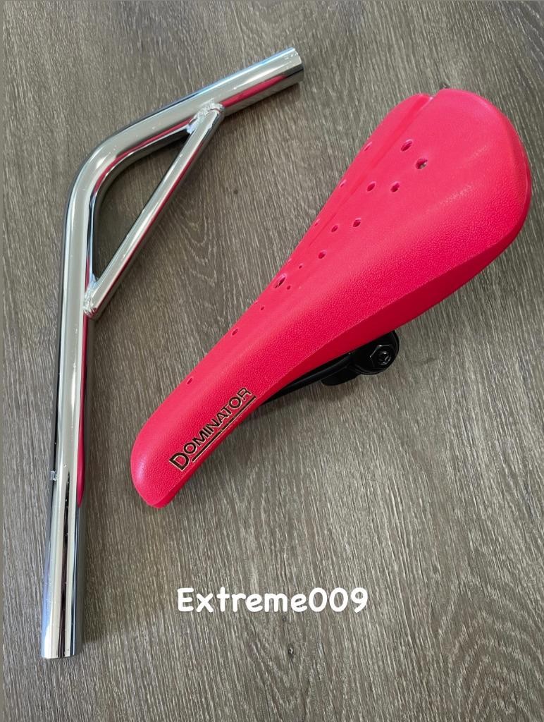 Viscount Dominator Seat Bmx Hard Shell RED with Laid Back Seat Post 25.4mm 7/8