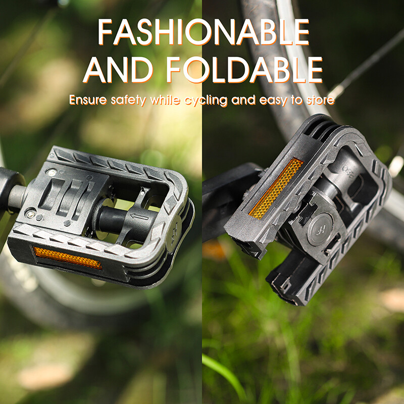 WEST BIKING Foldable Bicycle Pedals Nylon MTB Cycling Bike Folding Pedals 9/16in
