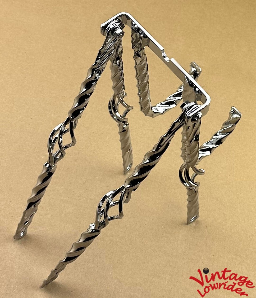 VINTAGE LOWRIDER SQUARE CAGE TWISTED STYLE CONTINENTAL KIT CHROME 20″ BICYCLES.