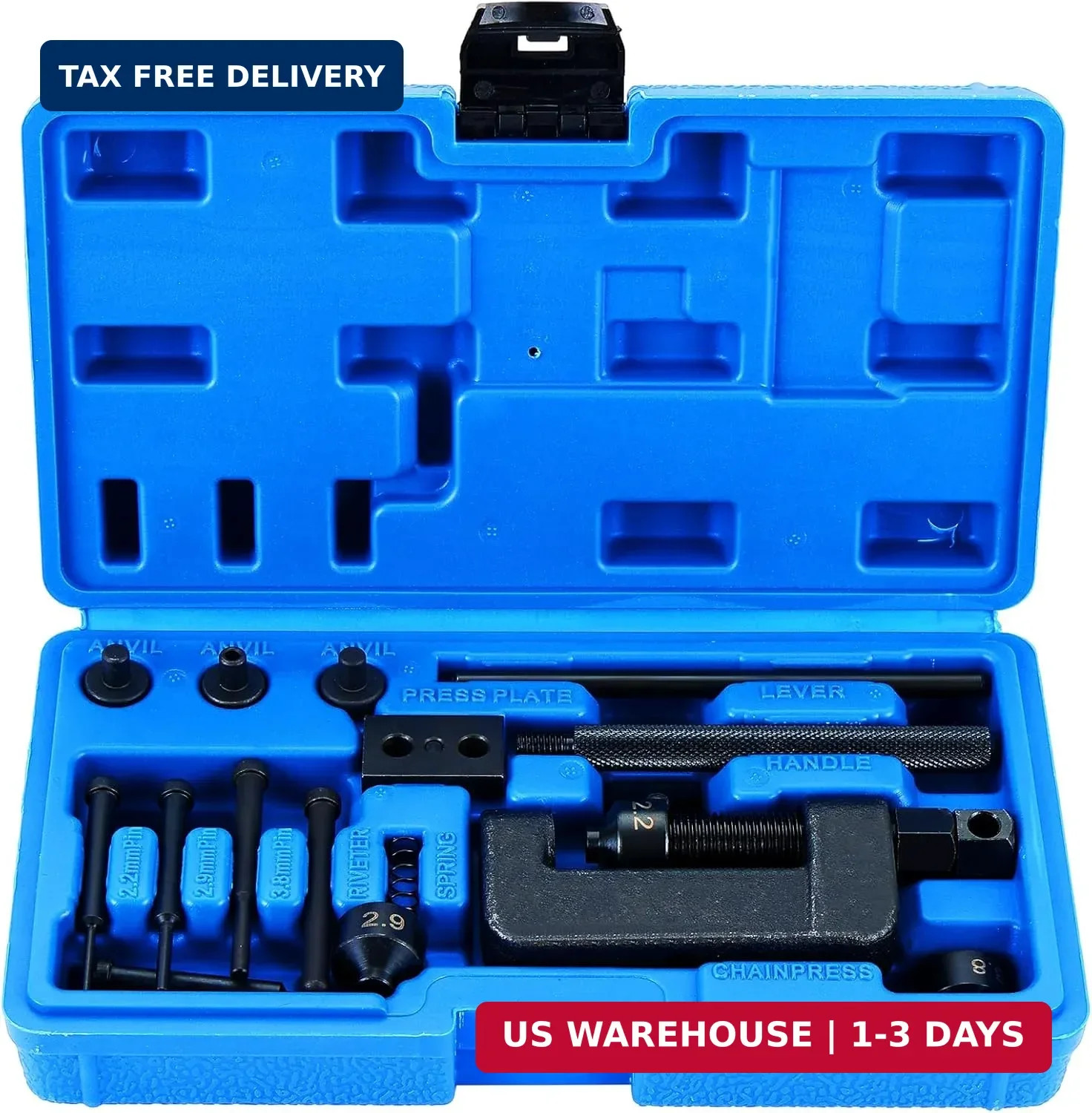 Motorcycle Chain Rivet Tool, 20Pc Motorcycle Chain Tool Kit with Powder Coated C