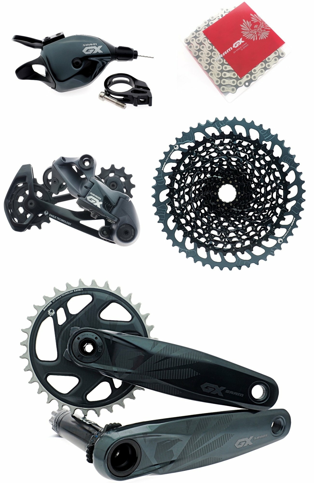 SRAM GX Eagle 1x12s Shifter+Rear Derailleur 520%+CN+Dub Boost Crankset+CS 10-52T