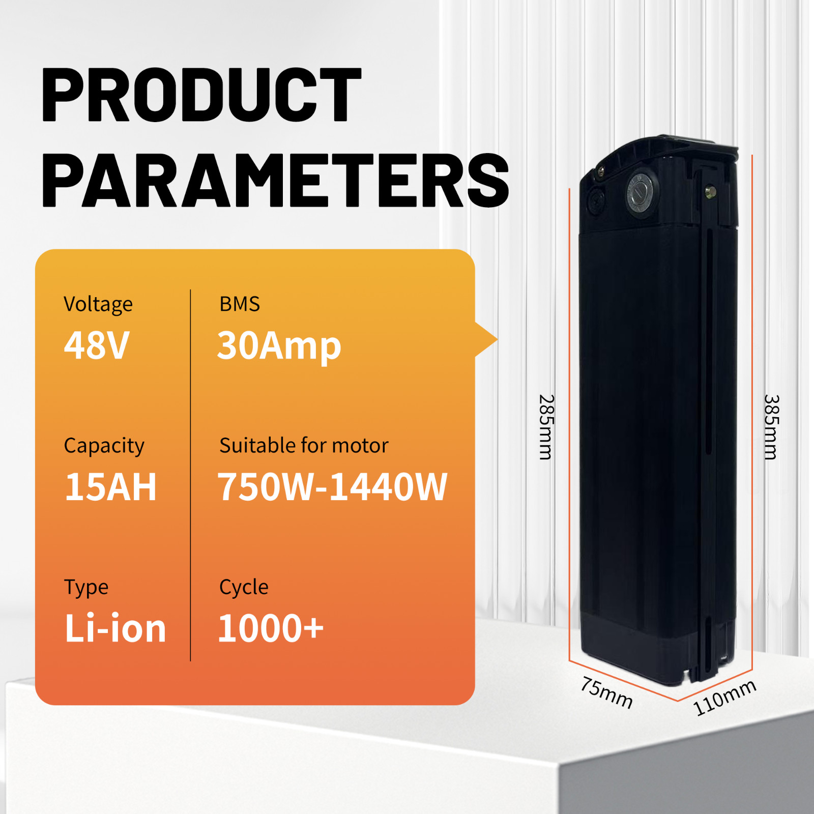 Ebike Battery 48V 15Ah lithium-ion battery for 750W-1440W e-bikes
