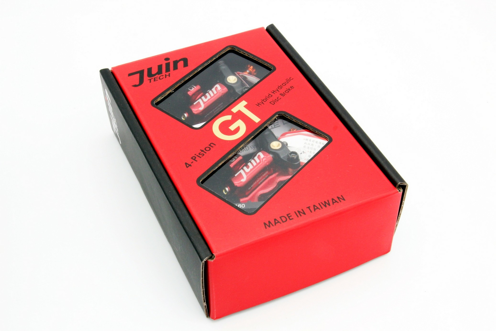 Juin Tech Gt-F Cyclocross eBike Riding 4-Piston Disc Brake Caliper Set Red Bike