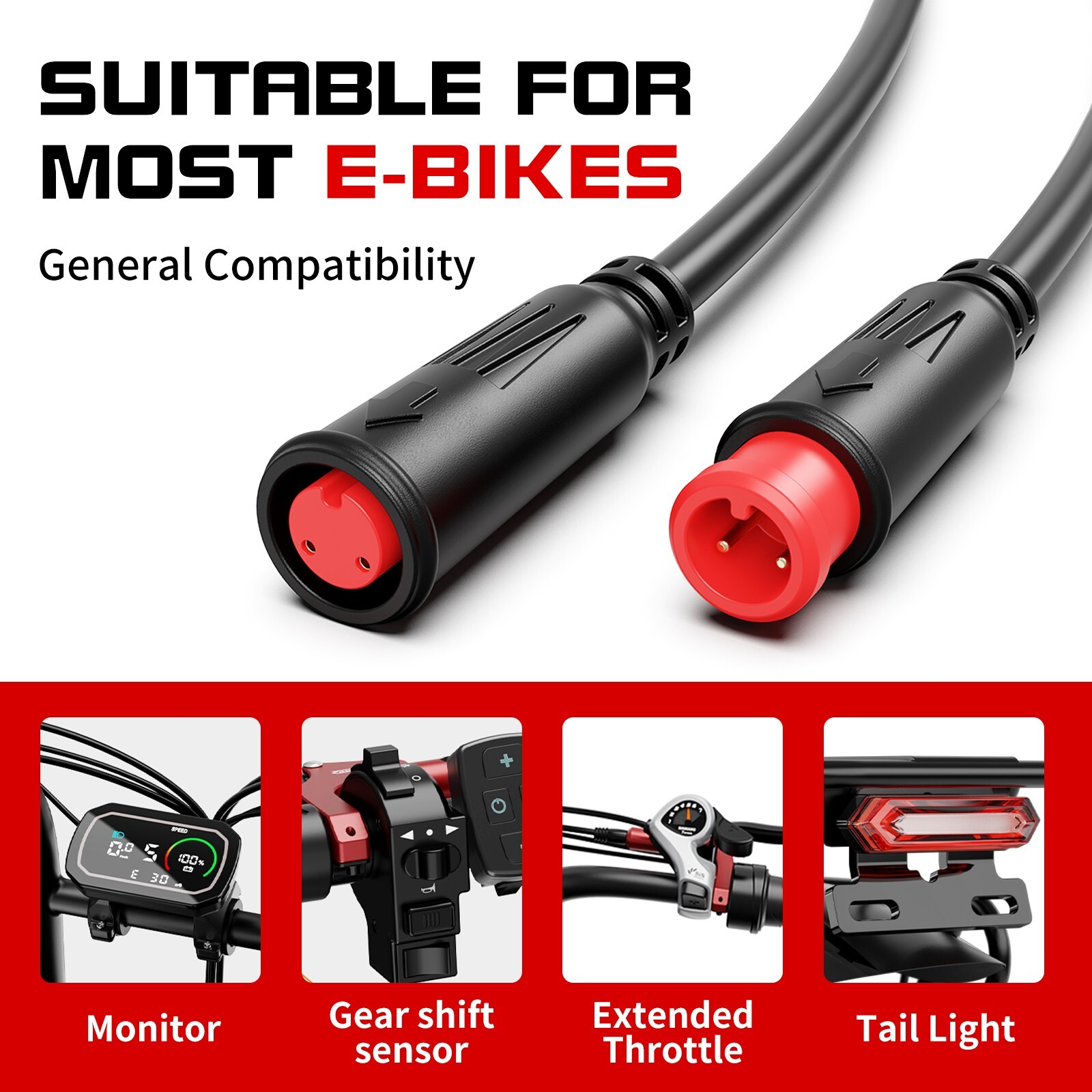 Extension Cable 2/3/4/5Pin Waterproof Plug For Electric Bicycle Connector Cable