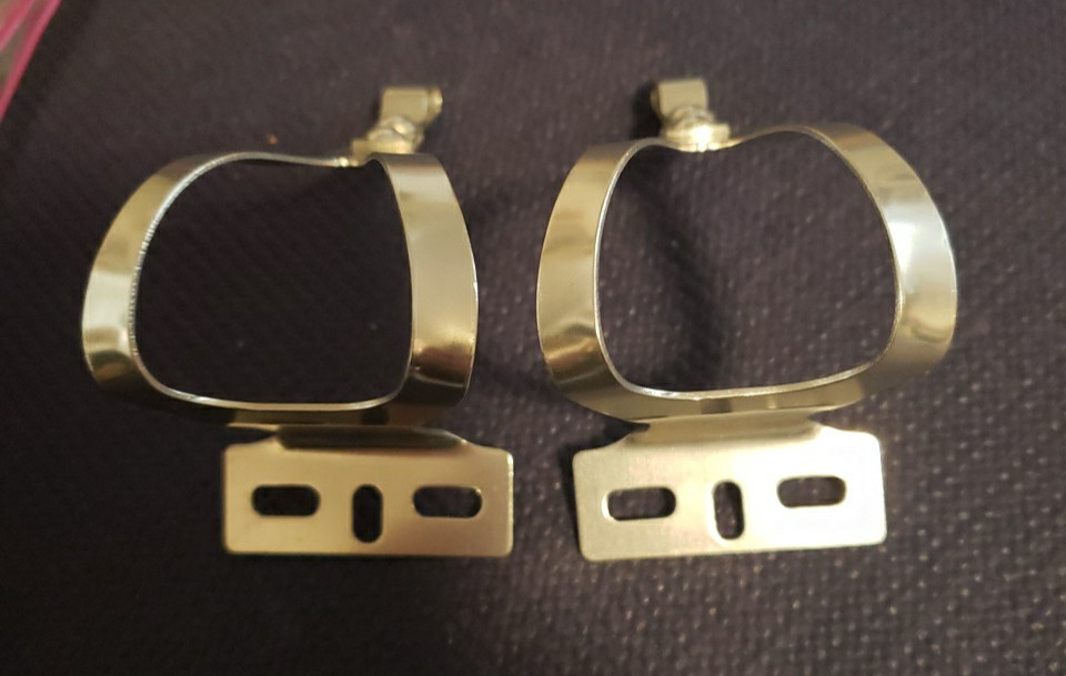 Vintage Bicycle Chrome Toe Clips Sakae SR Japan NICE