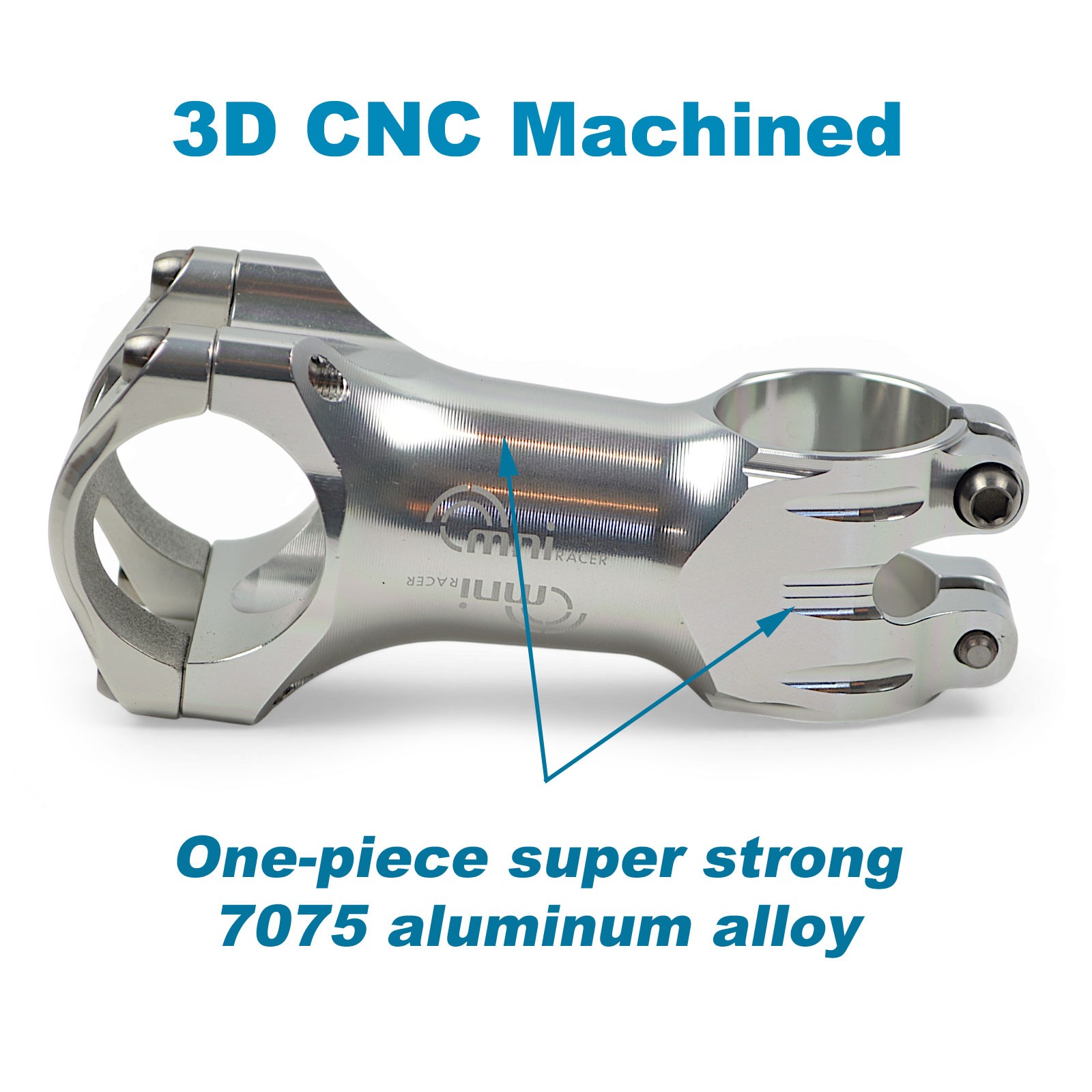 31.8x120mm OMNI Racer WORLDS LIGHTEST RACE-Lite Handlebar Stem & Ti Bolts SILVER