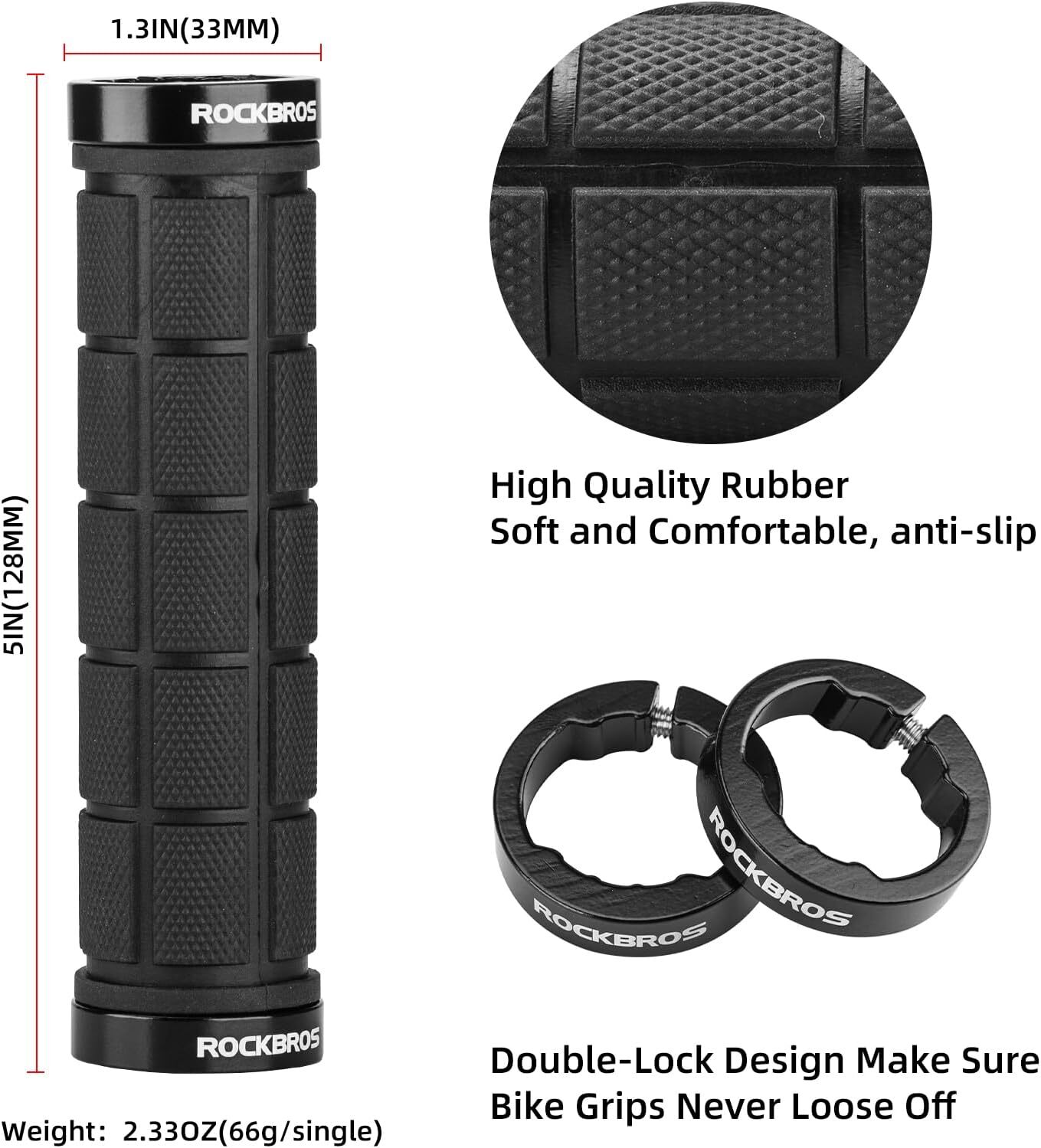 4Pcs Anti-Slip Double Lock On Bike Grips for BMX,MTB,Beach Cruiser,Folding Bike