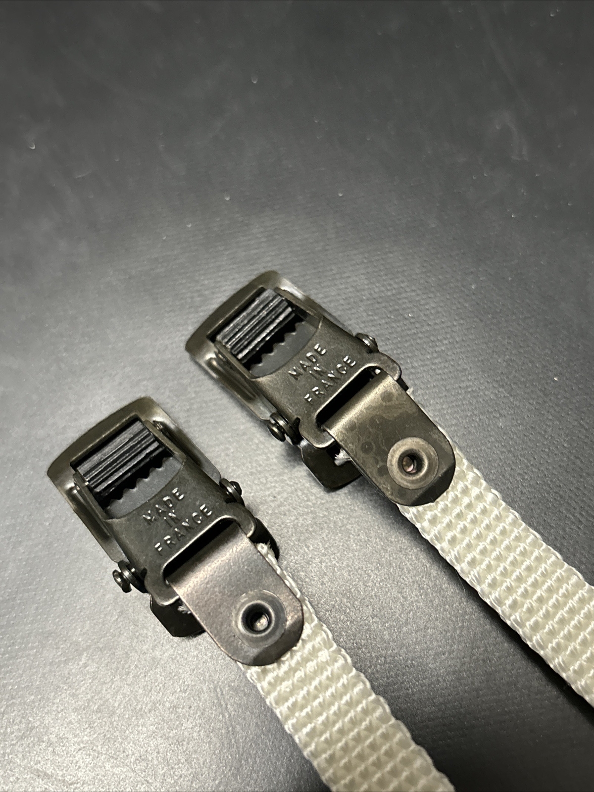 NOS Mt. Christophe White 440mm ATB Nylon Toe Straps Extra Long Fit: Gt Klein SE