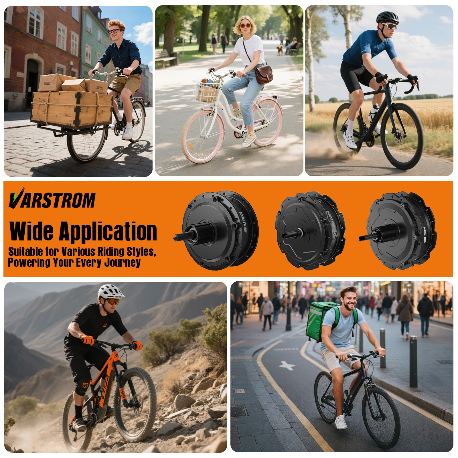 48V500W Varstrom Front Wheel Hub Motor 20»26»27.5″700C EBike Conversion Kits