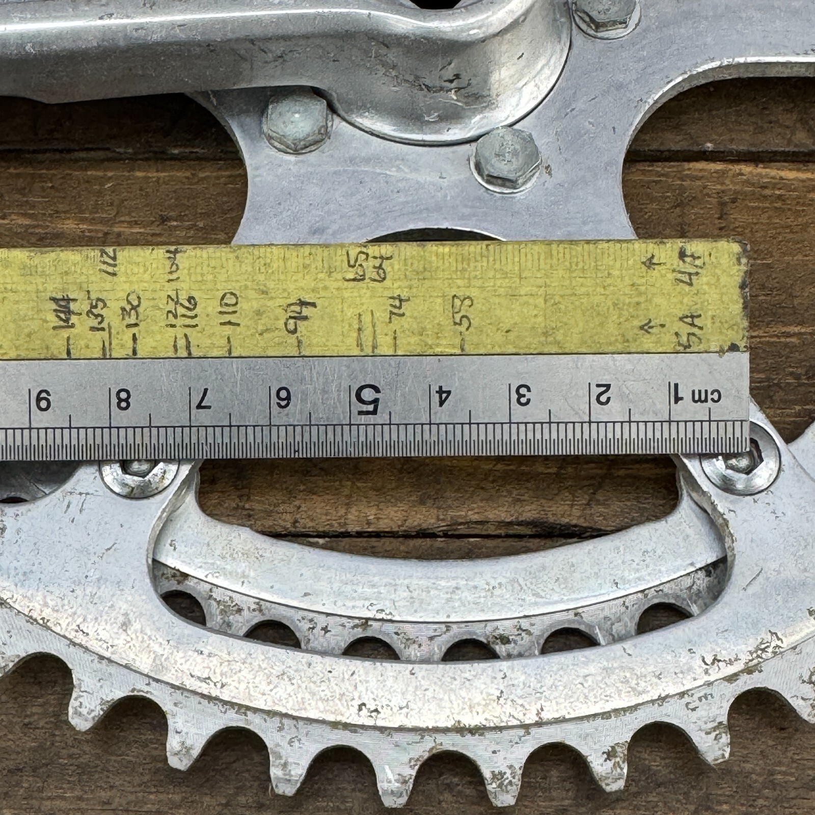 Vintage TA Crank Set 170 mm FRENCH Double 5 Arm 1970s France Eroica 130 BCD