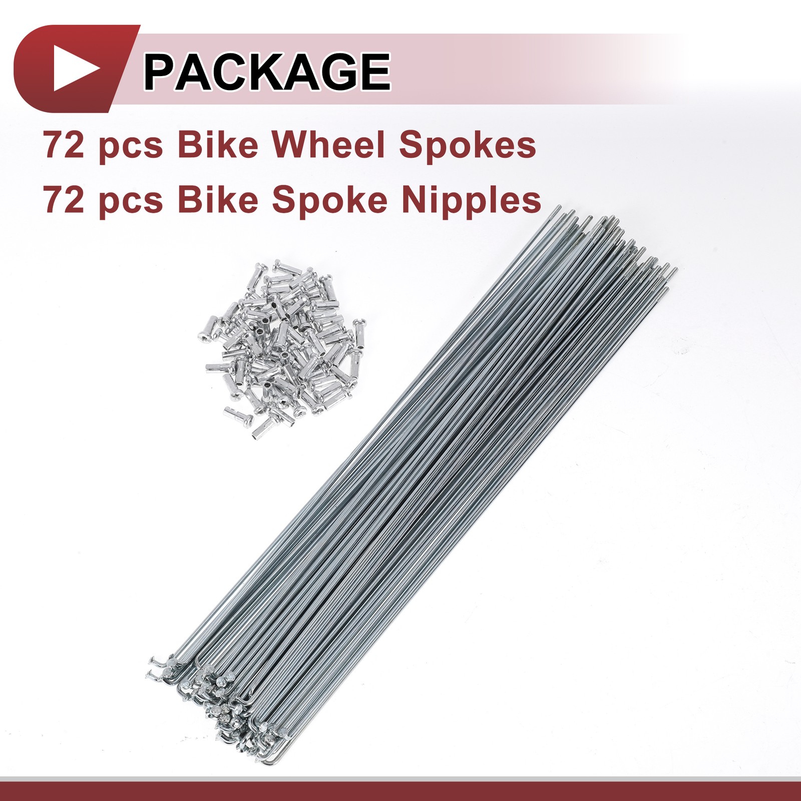 72 Set 14G Bicycle Spokes 270mm Bike Wheel Spokes Carbon Steel Galvanized