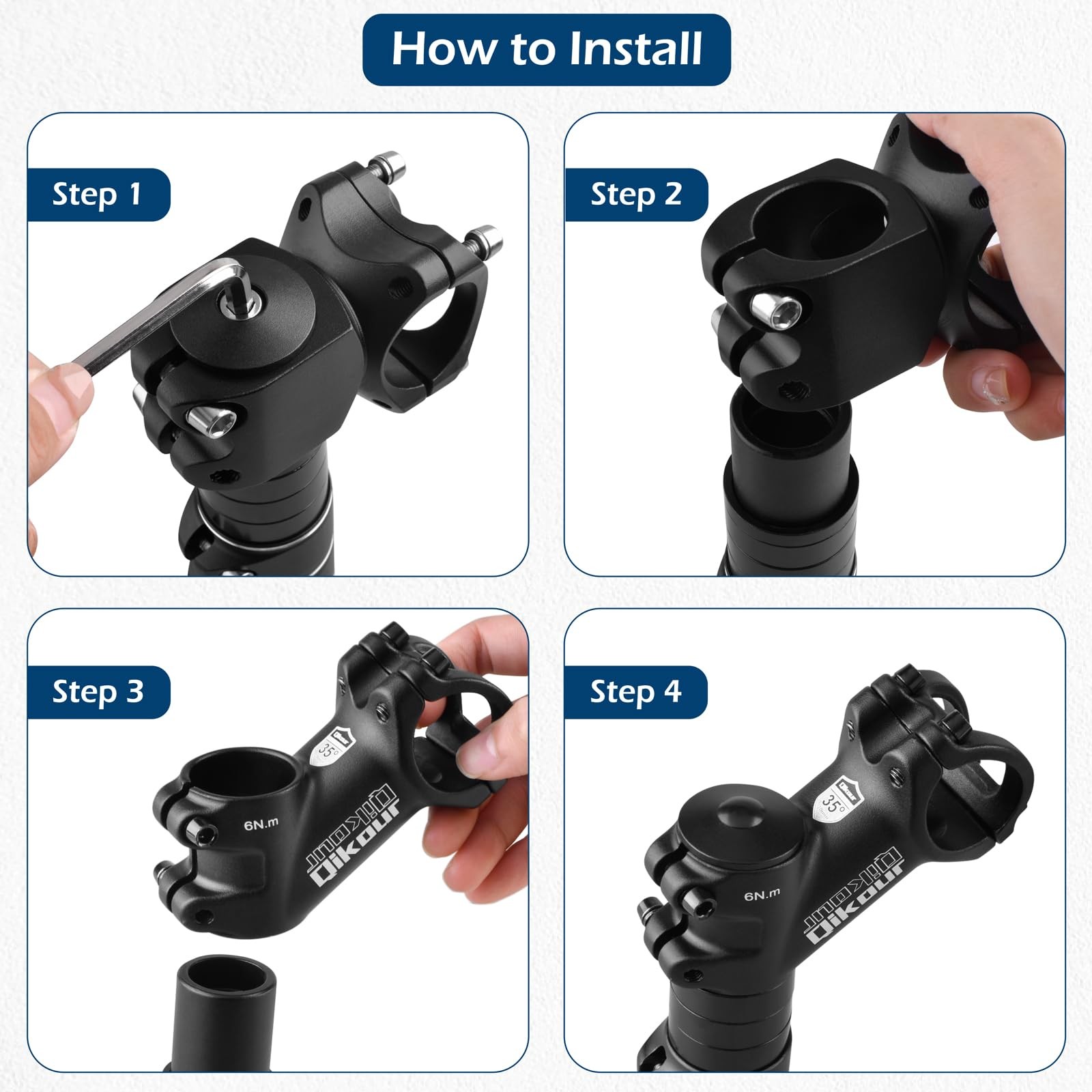 31.8 Bike Stem – 35 Degree, 70mm, 80mm, 90mm – MTB Stem for Road, Mountain, B…