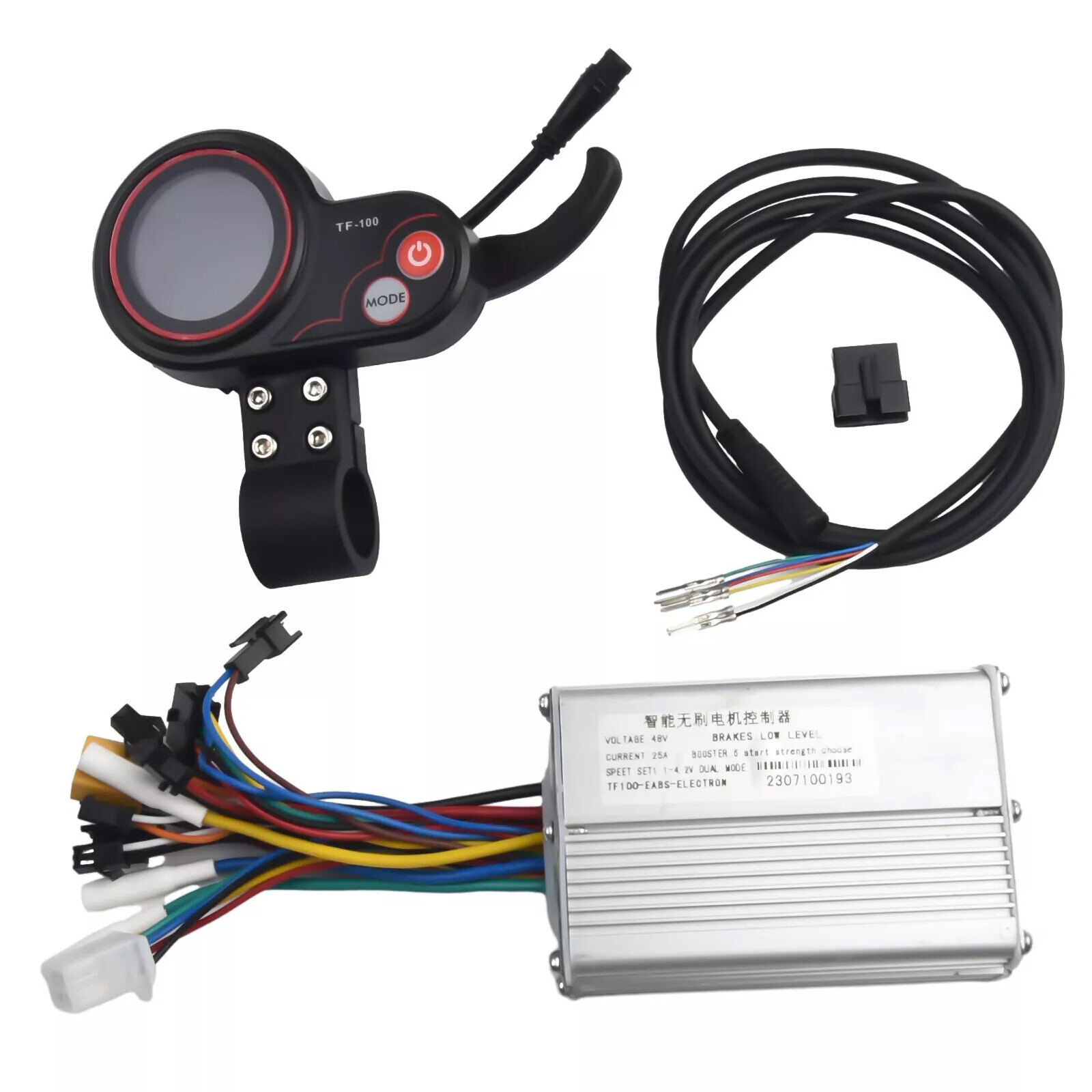 1200W 48V-25A Brushless Motor Controller + LCD Display + 6 Pin Cable For Scooter
