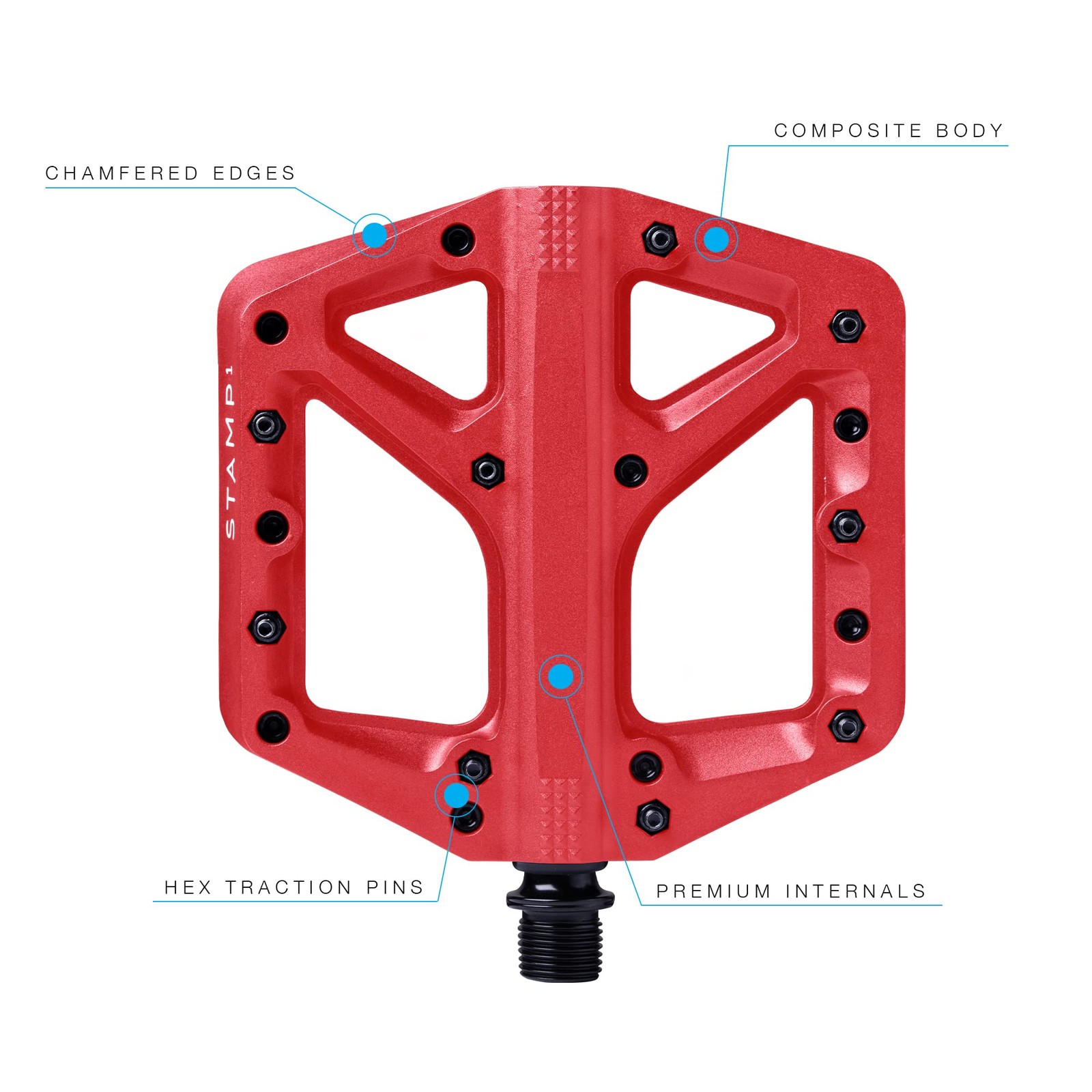 MTB Pedals Stamp 1 Composite Platform Flat Pedals Road Mountain Bike Part