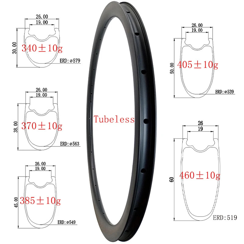 1 Pcs 700C Road Carbon Rim Wide 26mm Deep 30 38 45 50 60mm Disc or V Rim Brake