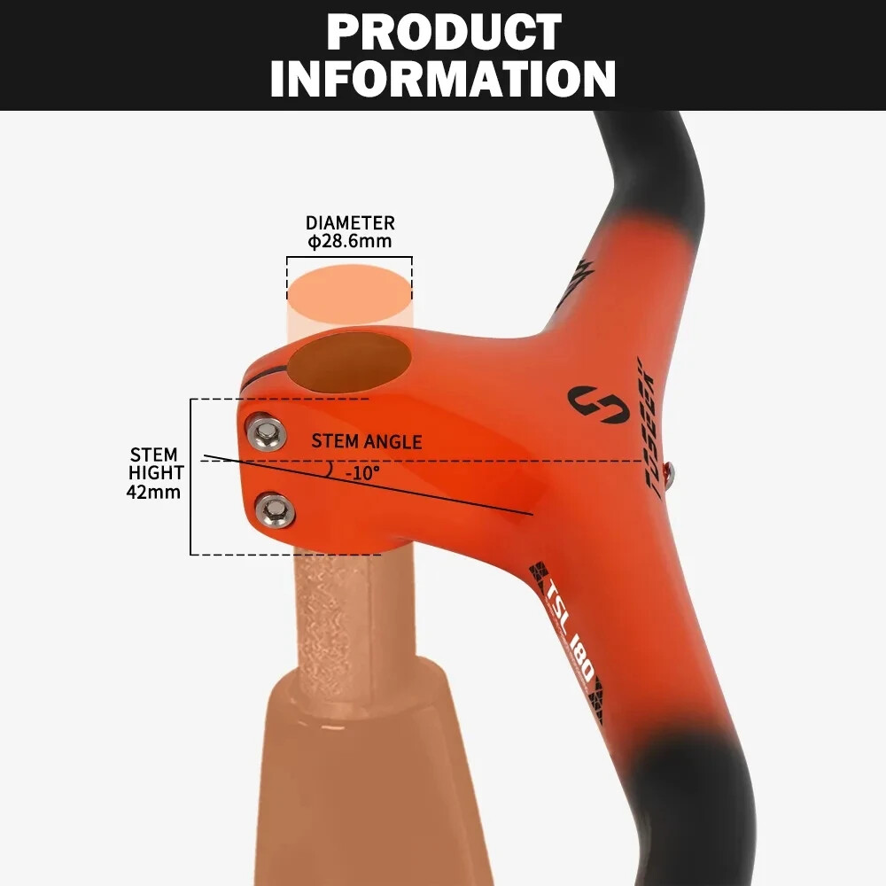 Carbon Fiber MTB Bike Integrated Handlebar and Stem Angle -10° Bicycle Parts