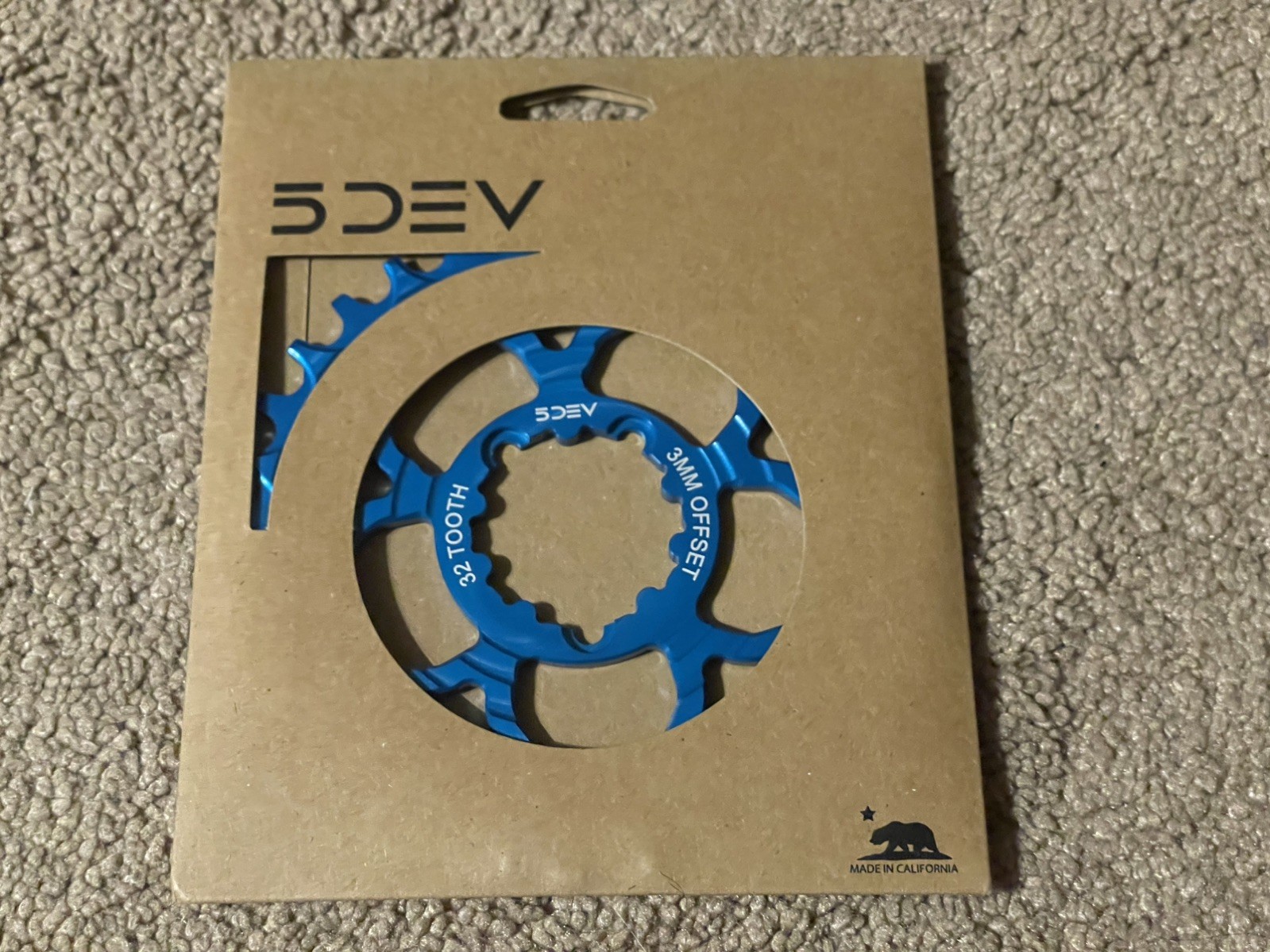 5Dev 7075 Chainring, 32t, 3mm Boost, 3-Bolt SRAM, Teal, narrow wide