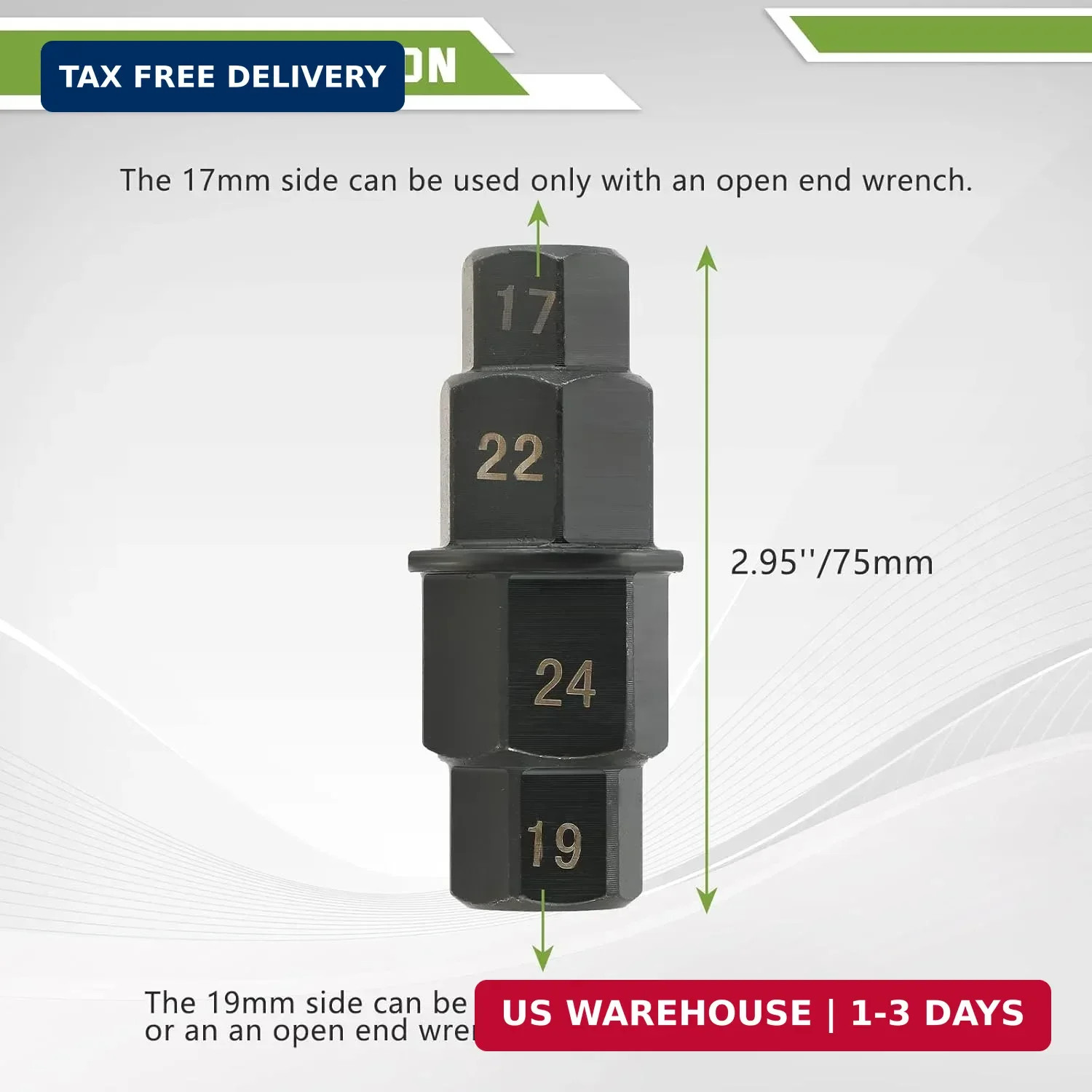 ATPEAM Hex Axle Tool – 17mm, 19mm, 22mm, 24mm 3/8″ Hex Allen Spindle Socket Adap