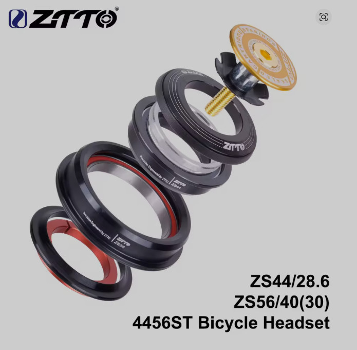 ZTTO Bicycle Internal Headset 44mm 56mm MTB Threadless Sealed Bearing 45 Degree