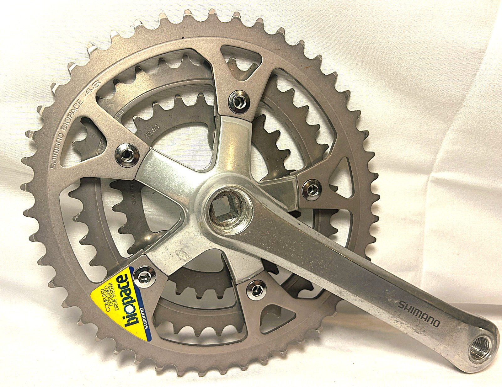 Vintage SHIMANO FC-B124 triple crankset mountain bike mtb biopace deore race xc