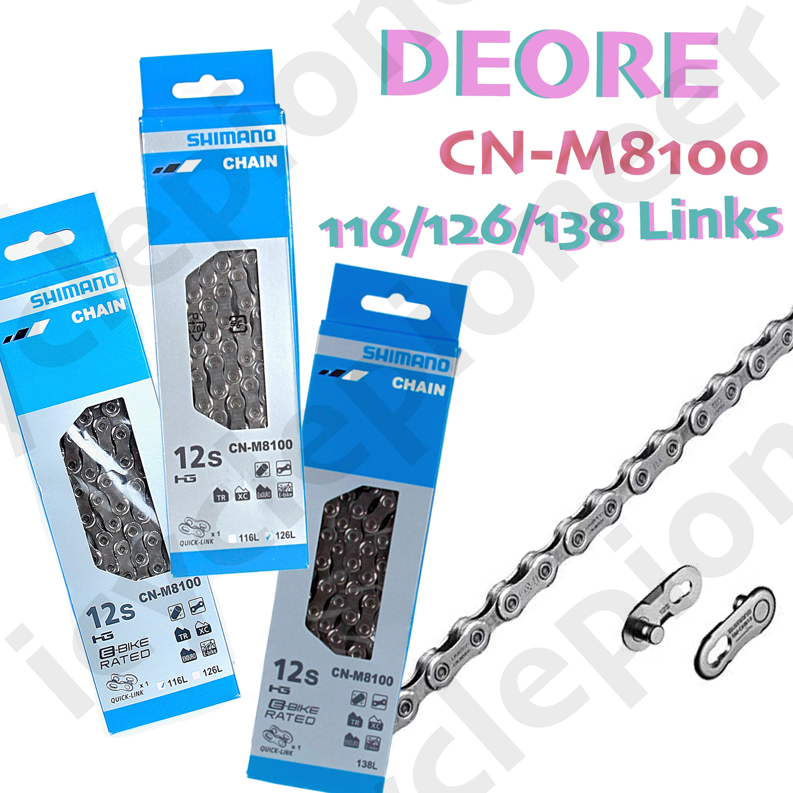 Shimano Deore XT CN-M8100 12 spd Chain with Quick-Link 116L/126L/138L NIB